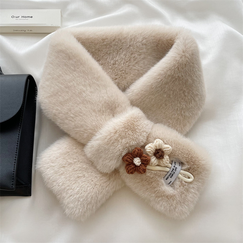 可爱小花毛绒新款围巾女秋冬防寒脖套保暖百搭交叉毛毛围脖仿兔毛,服饰配件/皮带/帽子/围巾,围巾/丝巾/披肩,淘宝优惠券,粉丝福利购,淘宝优惠卷