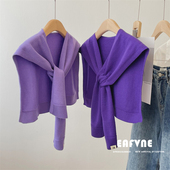 搭配衬衫 办公空调房打结针织小披肩护肩护脖颈假领子外搭围巾斗蓬