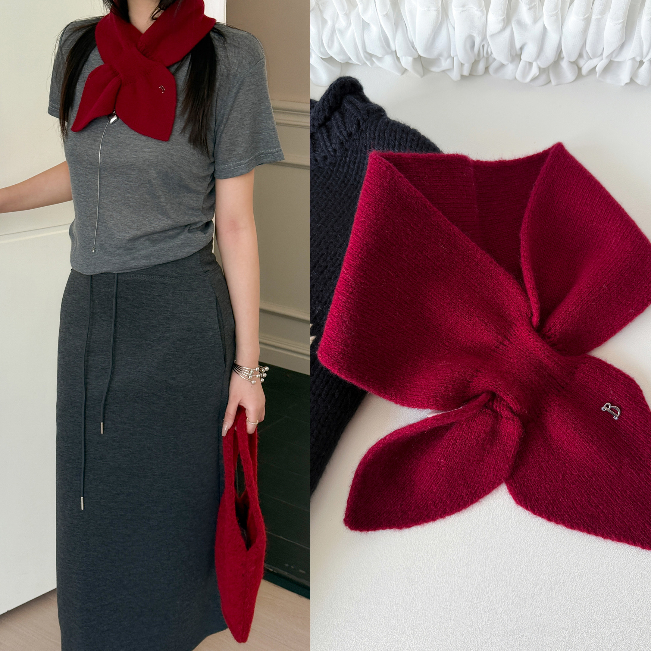 红色简约风100%羊毛围脖懒人交叉穿洞围巾免打结秋冬保暖外搭叠穿,服饰配件/皮带/帽子/围巾,围巾/丝巾/披肩,淘宝优惠券,粉丝福利购,淘宝优惠卷