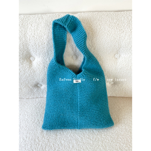 个性 潮人包包ins韩国egg针织单肩包大容量手提包文艺范毛线背心包