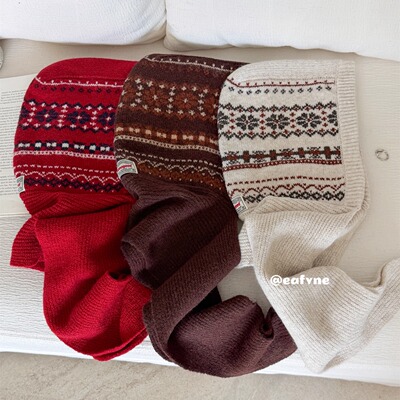 复古美学含羊毛加厚毛线帽