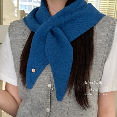 护颈小围巾三角披肩慵懒风羊毛