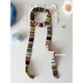 日系彩色条纹围巾复古又活泼搭配基础款 通勤飘带细窄围脖氛围感