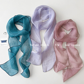 亚麻丝巾女简约透气日系细窄长巾百搭文艺复古领巾发带飘带通勤