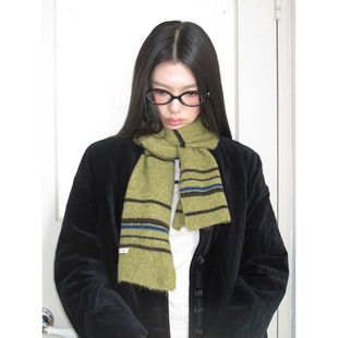仿羊绒围脖护颈百搭围巾 加厚保暖针织围巾女冬季 冬季 清晨松果绿