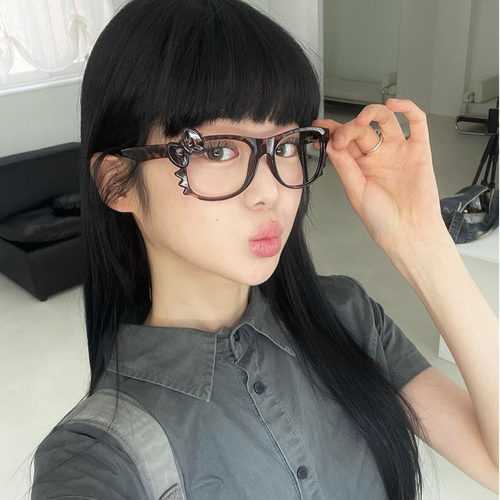可爱kitty猫眼镜 ins网红千禧辣妹镜框女素颜神器无度数平光韩版