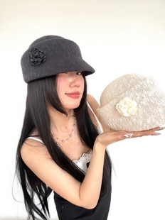 春夏薄款 百搭氛围感韩系花朵报童帽显脸小贝雷帽小众ins2024新款