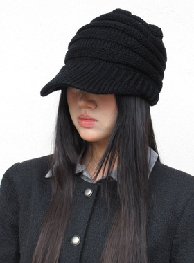 日常百搭早秋新款针织棒球帽弹力显脸小纯色日韩帽子女休闲保暖