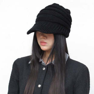 日常百搭早秋新款 针织棒球帽弹力显脸小纯色日韩帽子女休闲保暖