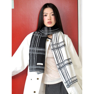 高级感围脖氛围感 款 韩系羊毛保暖格纹百搭时尚 纯色围巾秋冬经典