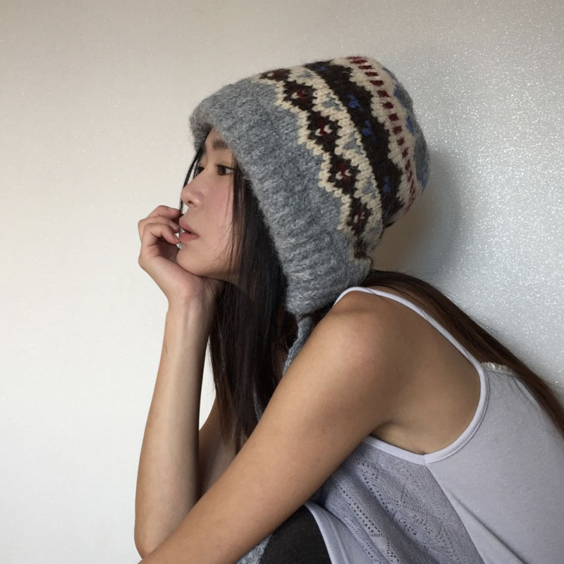 冬季针织提花护耳帽子女秋冬季保暖盆帽高品质轻奢风保暖百搭帽子
