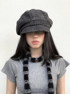 秋冬复古休闲高级感纯色时尚 帽帽子女报童帽 八角帽子女显脸小时装