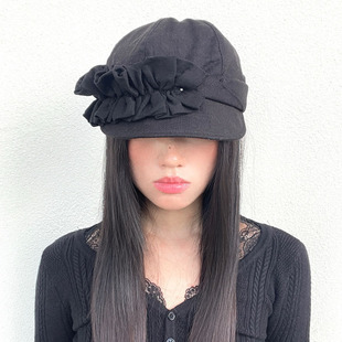 小众设计款棉麻褶皱报童帽时尚显脸小韩系棉麻帽子女生名媛风