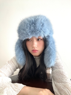 仿貂绒毛毛雷锋帽滑雪出行护耳帽女保暖防寒盆帽子2024秋冬显脸小