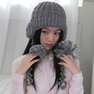 超可爱原创设计手工针织帽韩系护耳帽显脸小保暖防寒针织帽毛线帽