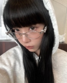 复古金属小框椭圆韩版 镶钻花纹仿蓝光时髦凹造型街拍女素颜眼镜