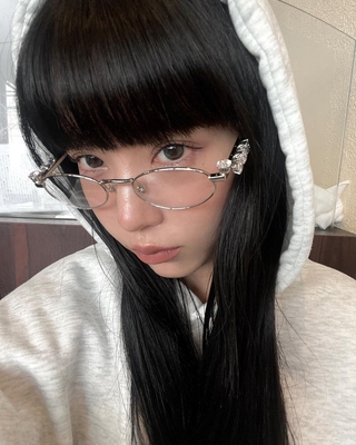 复古金属小框椭圆韩版镶钻花纹仿蓝光时髦凹造型街拍女素颜眼镜