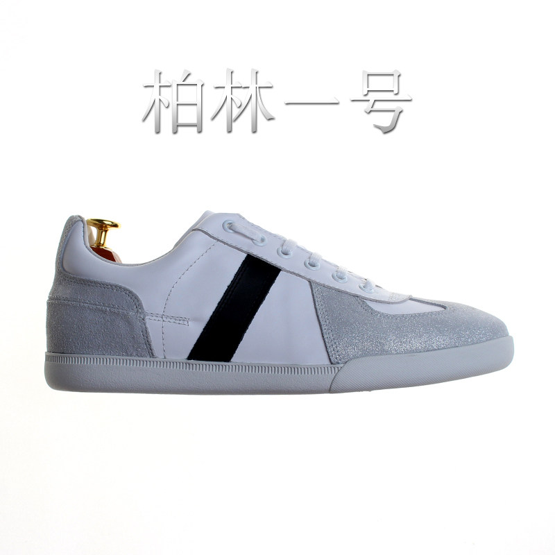 复古德训鞋GAT休闲款柏林一号B01手工小白鞋牛皮男鞋CD真皮板鞋白 - 实物图