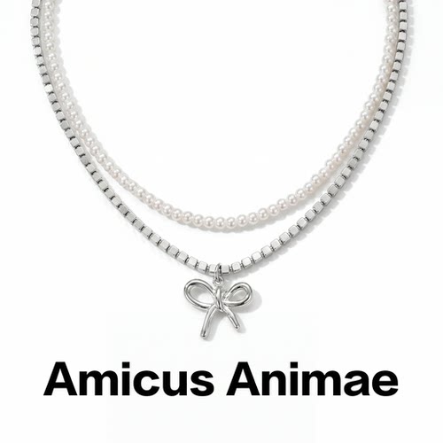 AmicusAnimae蝴蝶结双层锁骨链