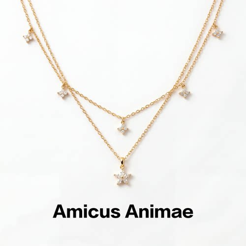 AmicusAnimae镶钻五角星锁骨链
