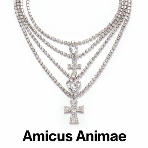 AmicusAnimae爱心十字架锁骨链
