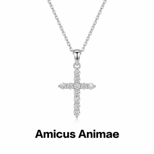 AmicusAnimae镶钻十字架锁骨链