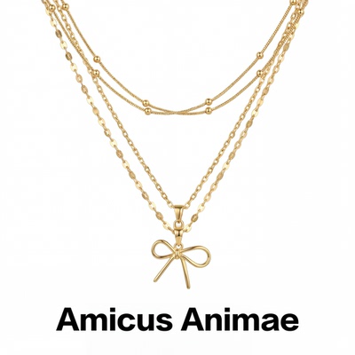 AmicusAnimae蝴蝶结吊坠锁骨链
