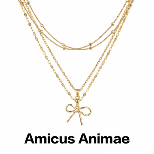 AmicusAnimae蝴蝶结吊坠锁骨链