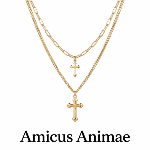 AmicusAnimae多层十字架锁骨链