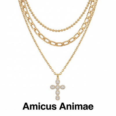 AmicusAnimae镶钻十字架锁骨链