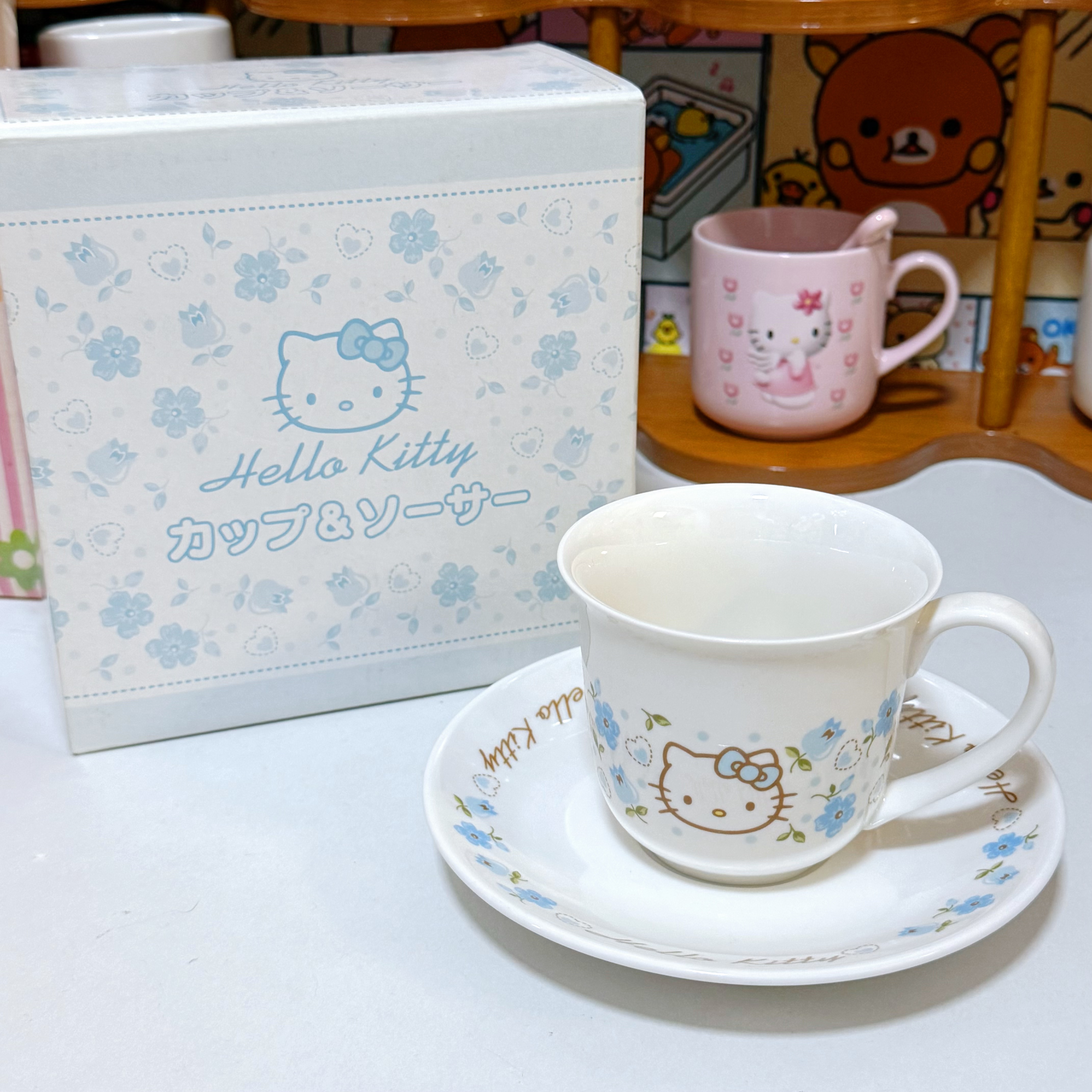 2006年绝版Hello Kitty 咖啡杯碟 三丽鸥 陶瓷杯套装 中国制