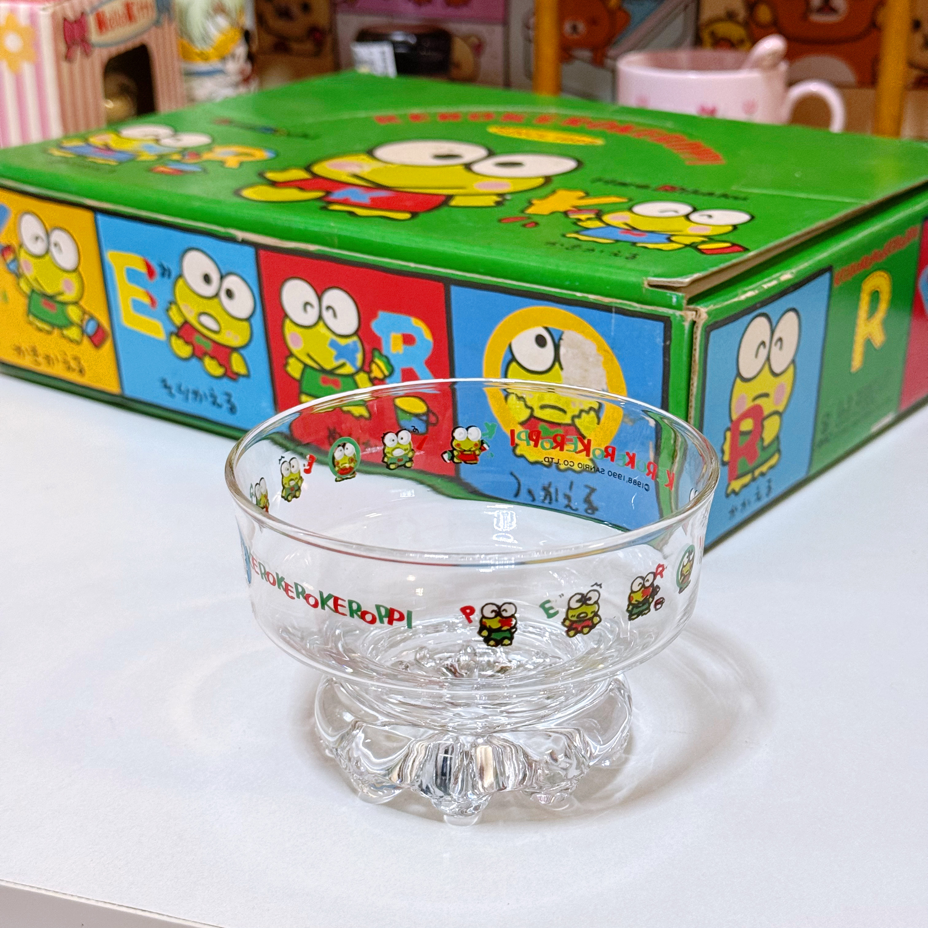 超稀少 1990年sanrio大眼蛙 Keroppi玻璃碗 冰淇淋小碗 日本制
