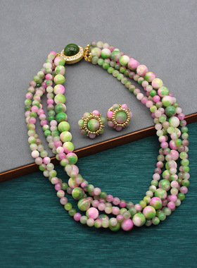 青岛中古源头工厂天然石琉璃串珠意大利老奶奶项链扭扭项链