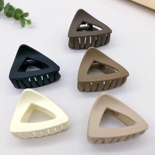 中号抓夹磨砂奶咖色百搭发夹简约三角型头发夹子高马尾盘发卡头饰