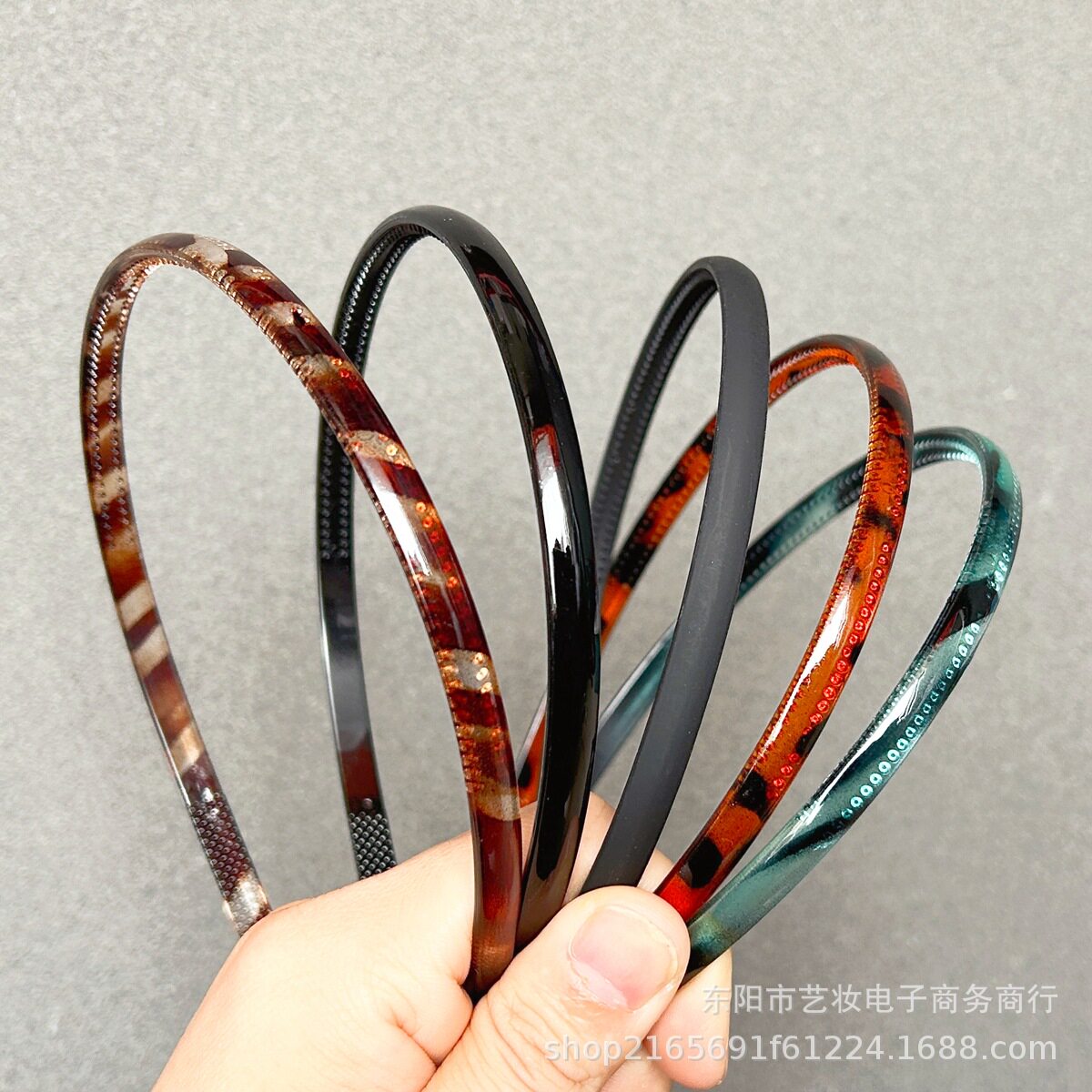 8mm窄边黑色带齿防滑细发箍