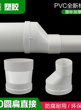 PVC扁管转圆管偏心管箍110圆转扁直接马桶移位器坐便器接头椭圆管