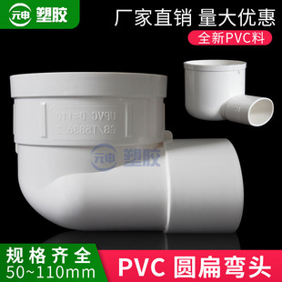 pvc110圆转扁弯头马桶移位器75圆50扁异径椭圆弯头免挖地漏接头厚