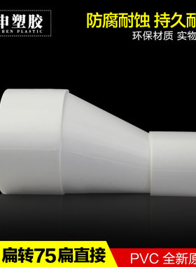 pvc110扁转75扁直接50马桶移位器扁管大小头异径管箍85扁变径管古