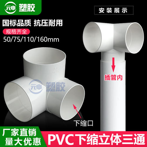 PVC排水管缩口立体三通内插
