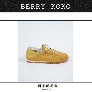 MISSKO可可欢姐早春新款 可踩脚 复古牛反绒百搭德训鞋