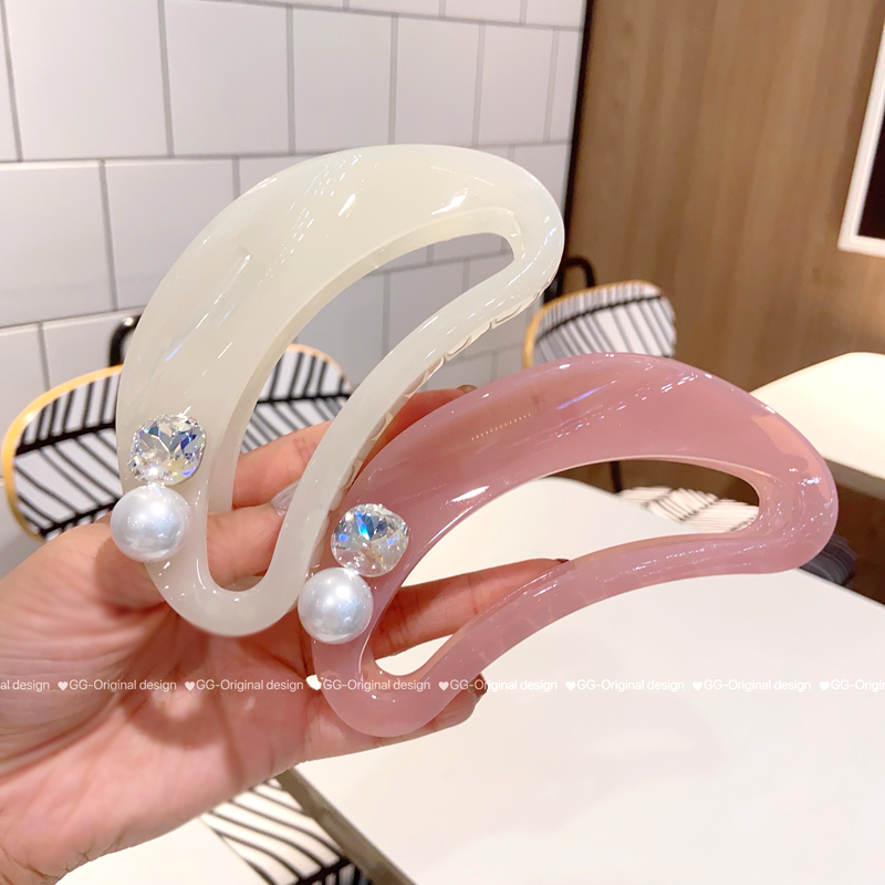 高档醋酸水晶大号发夹鲨鱼夹女后脑勺盘发发抓头饰抓夹2025新款