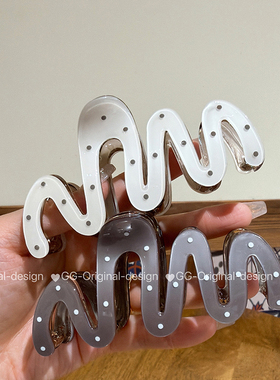 韩国原版高级感波点S型曲线发夹女高级感气质侧边夹抓夹发卡头饰