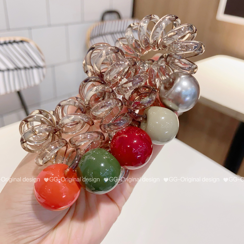 电话线灰色扎头发绳GG气质