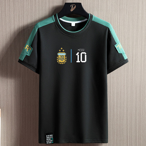 阿根廷10号梅西运动短袖t恤男夏季足球训练球衣半袖圆领体恤上衣