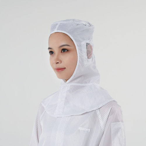 防尘防静电披肩帽无尘帽电子食品厂工作帽子男女条纹帽开耳网透气