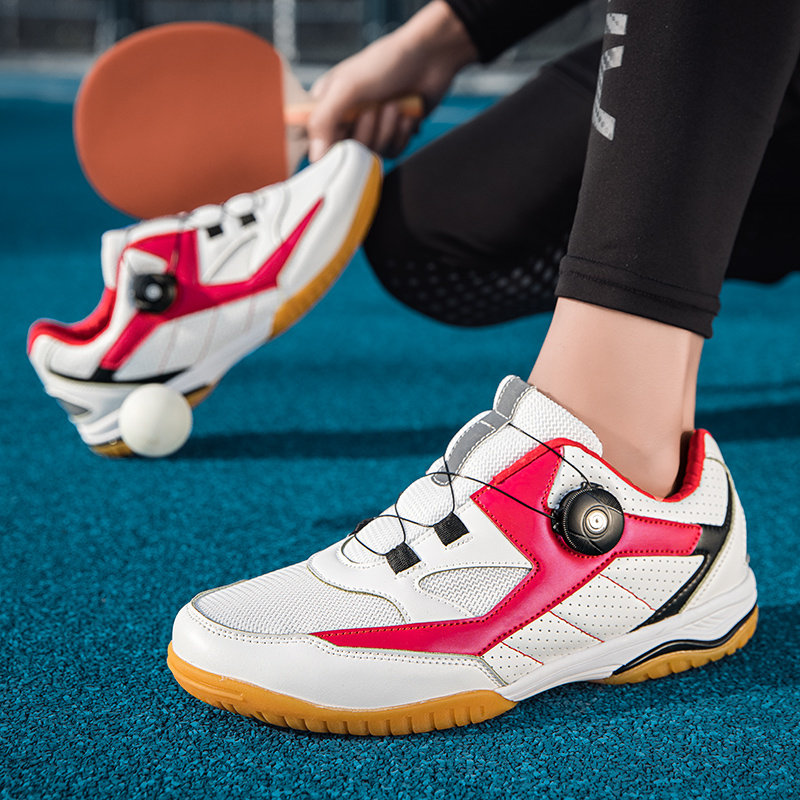 Pingpong旋钮乒乓球鞋女款儿童比赛训练防滑耐磨透气牛筋底运动鞋