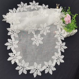 厂家直销竹节纱时尚 家用桌旗盖巾 简约蕾丝桌布 刺绣餐桌布