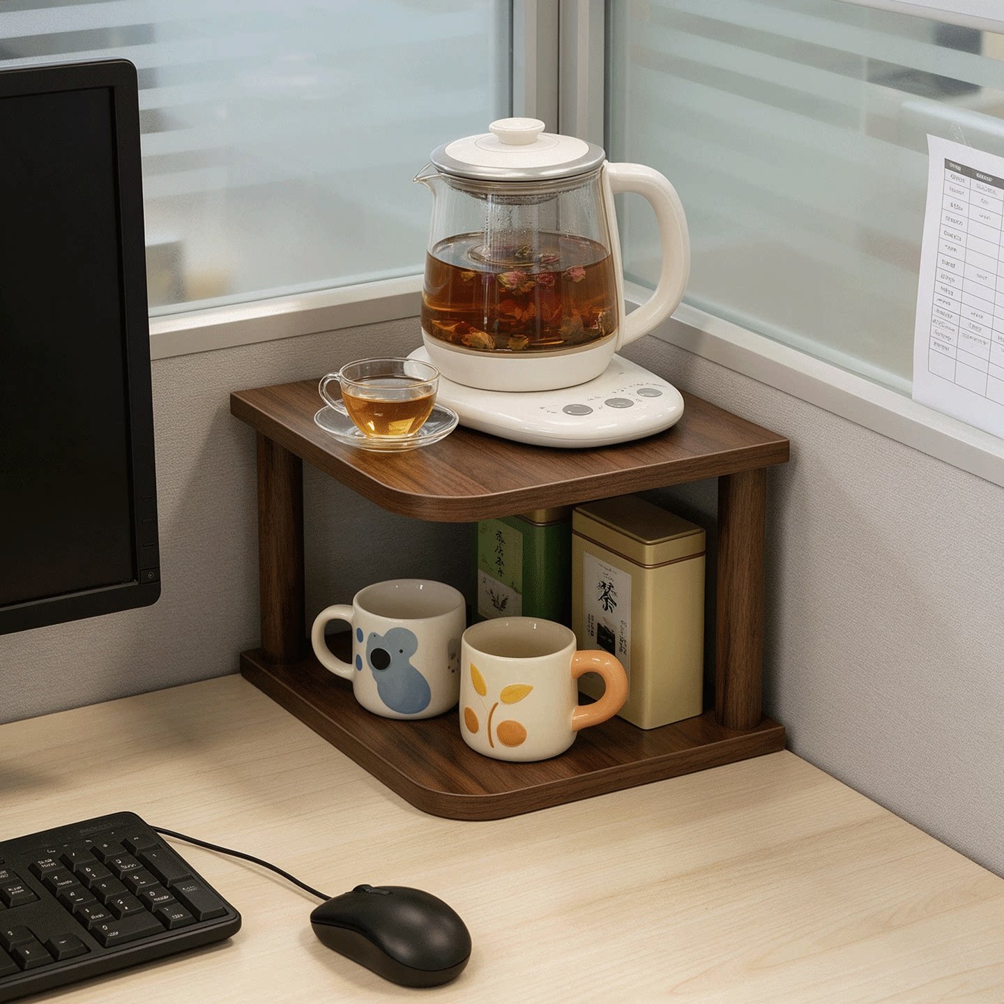 桌面置物架转角书架办公桌杯子整理架工位水杯咖啡杯茶具收纳架子