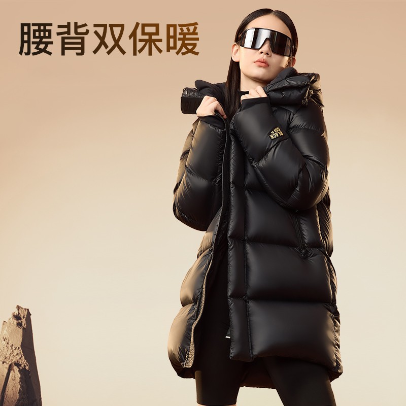 黑金鹅绒服3.0六格中长款羽绒服