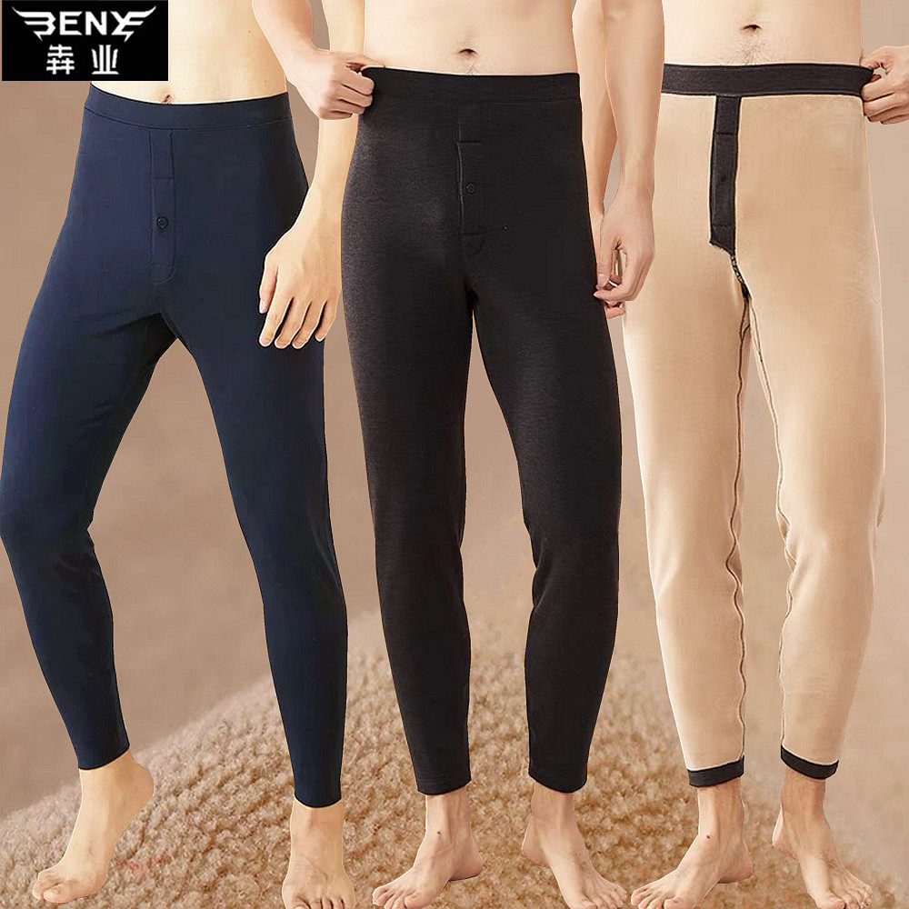 犇业冬季新款保暖裤男双层加绒加厚摇粒绒御寒棉裤棉毛裤Q9603